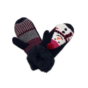 Cute Snowman Mittens black  or Brown one size